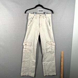 S.O.N.G. Cargo Jeans Womens 3/26 Beige Denim Cotton‎ Stretch Light Wash Outdoor